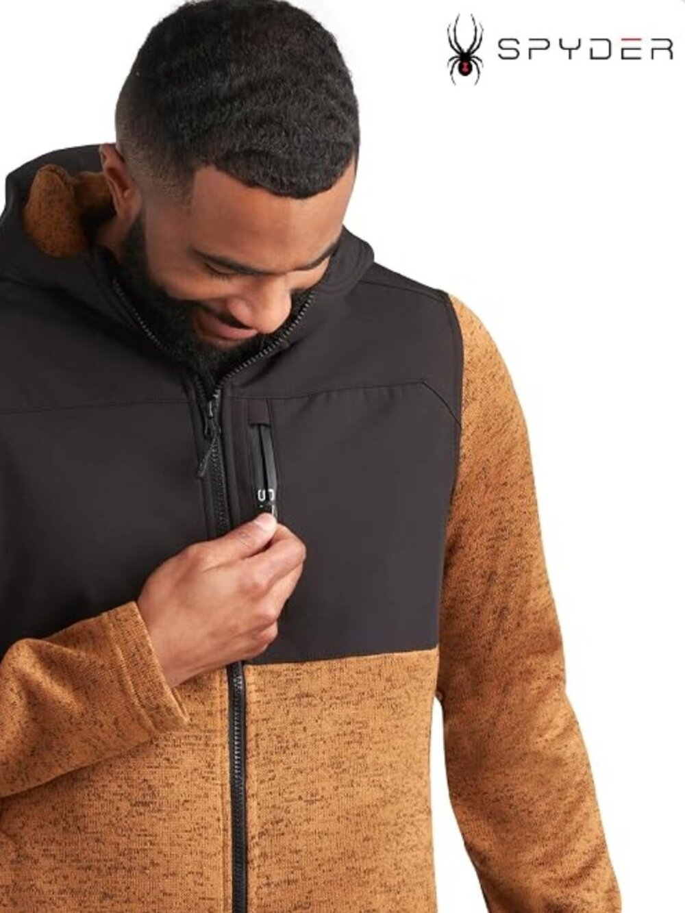 Spyder Men's Full Zip Fleece Hooded Jacket Performance Hiking Outdoor L, 23" PTP - Picture 15 of 16